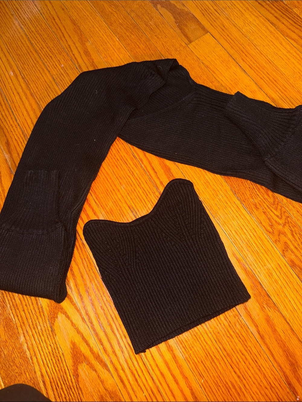 Black Knit Two-Piece Set - Stretch Scarf and Tube Top